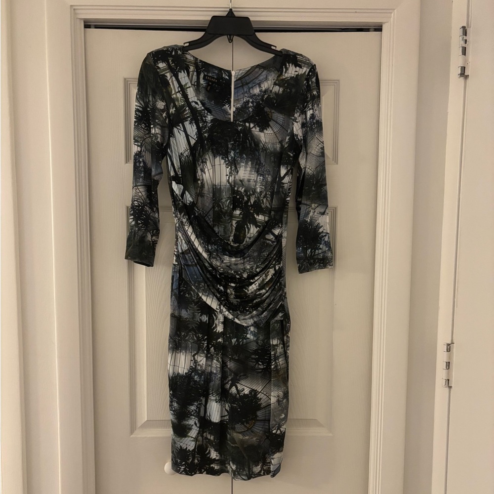 ESCADA Elmonde Black and Gray 3/4 Sleeve Abstract Terrarium Dress - Picture 2 of 9